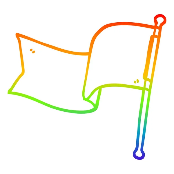 Regenboog gradiënt lijntekening cartoon rode vlag — Stockvector