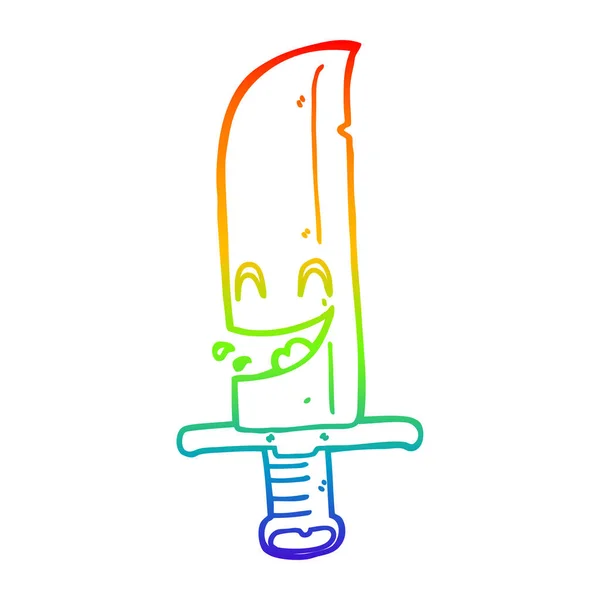 Rainbow Gradient Line Zeichnung Cartoon Lachmesser — Stockvektor