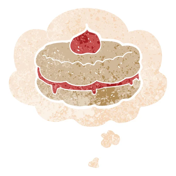 Biscuit de dessin animé et bulle de pensée dans un style texturé rétro — Image vectorielle