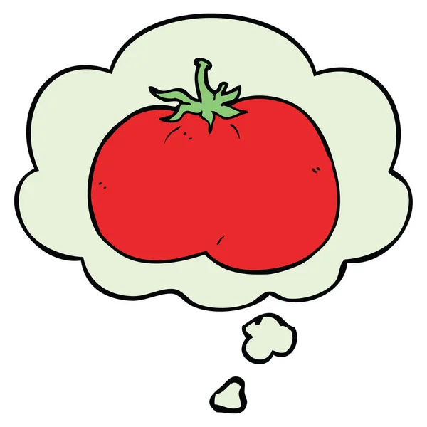 Kreskówka pomidor i myśl bańka — Wektor stockowy