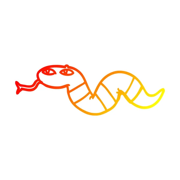Warm gradient line drawing cartoon snake — Stock Vector