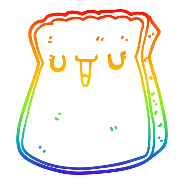 Rainbow Gradient Line Zeichnung Cartoon Scheibe Brot — Stockvektor