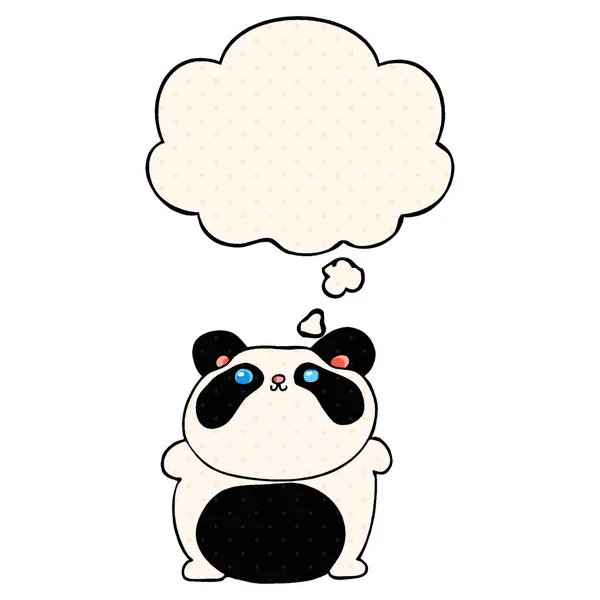 Cartoon-Panda und Gedankenblase im Comic-Stil — Stockvektor