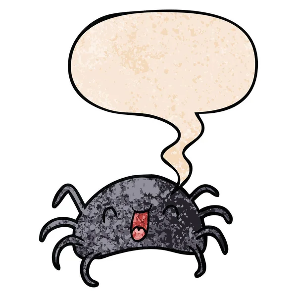 Retro doku still karikatür halloween örümcek ve konuşma balonu — Stok Vektör