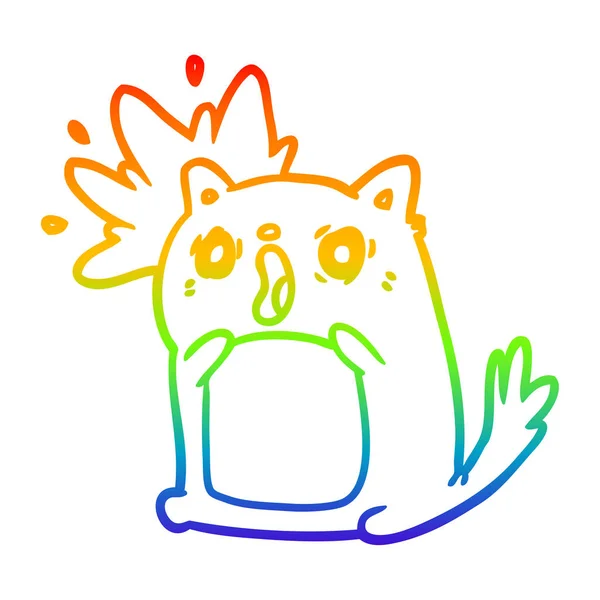 Arco iris gradiente línea dibujo sorprendido gato asombrado — Vector de stock