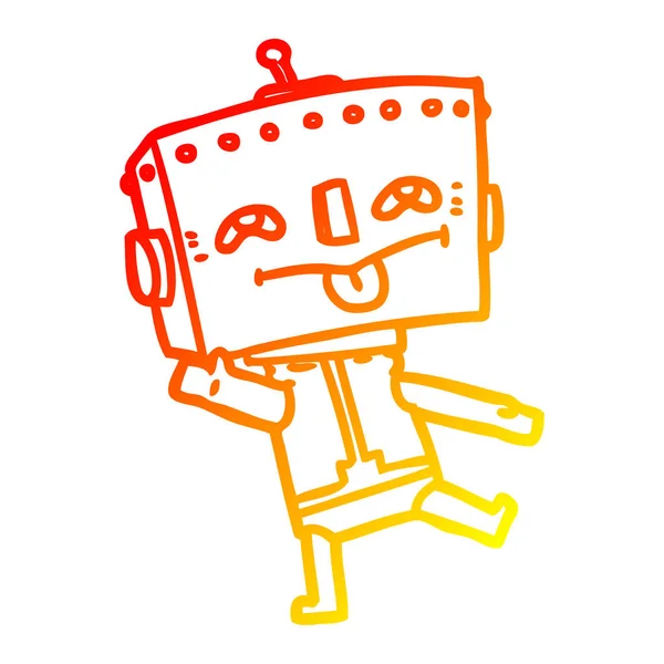 Linea gradiente caldo disegno robot cartone animato — Vettoriale Stock