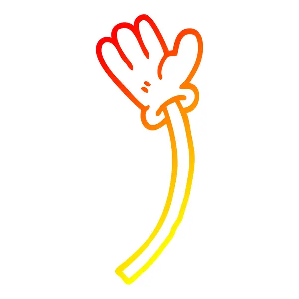 Caliente gradiente línea dibujo dibujos animados gesto de la mano — Vector de stock
