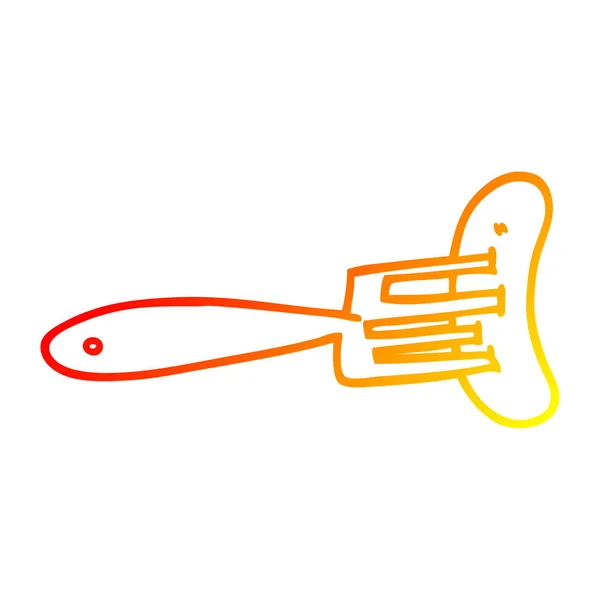 Dessin ligne gradient chaud saucisse de dessin animé sur fourchette — Image vectorielle