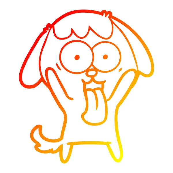Warm gradient line drawing cute cartoon dog — Stock Vector