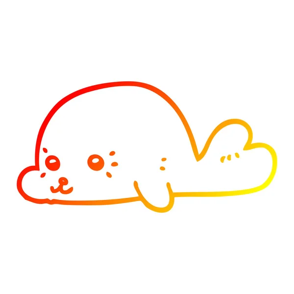 따뜻한 그라데이션 라인 드로잉 만화 아기 물개 — 스톡 벡터