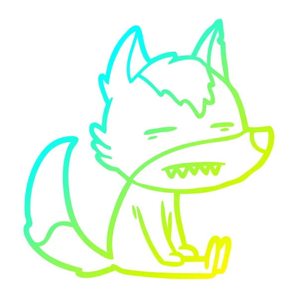 Studená Přechodová čára kresba kreslená, vlk zobrazující zuby — Stockový vektor