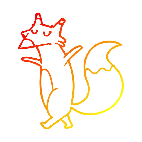 Warm gradient line drawing cartoon fox — Stock Vector