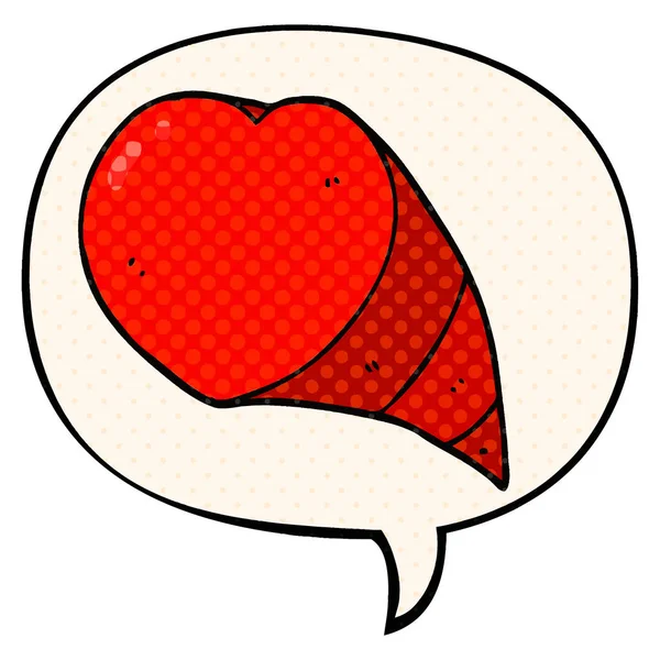 Cartoon Liebe Herz Symbol und Sprechblase im Comic-Stil — Stockvektor