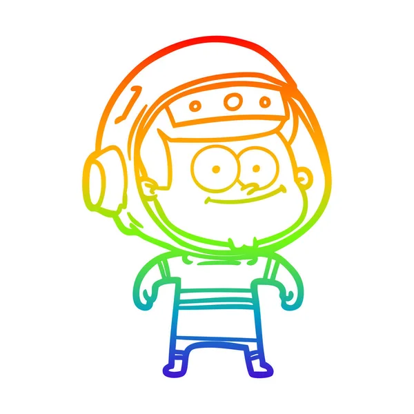 彩虹渐变线绘制快乐宇航员卡通 — 图库矢量图片