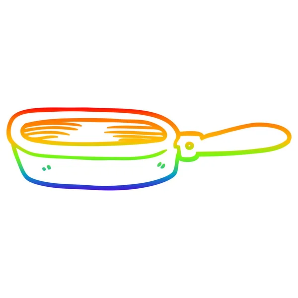 Rainbow gradient line drawing cartoon frying pan — Stock Vector