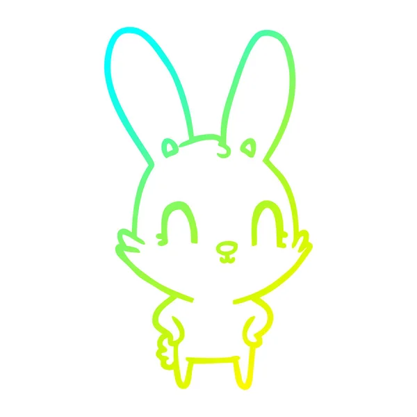 Linha gradiente frio desenho bonito coelho cartoon —  Vetores de Stock