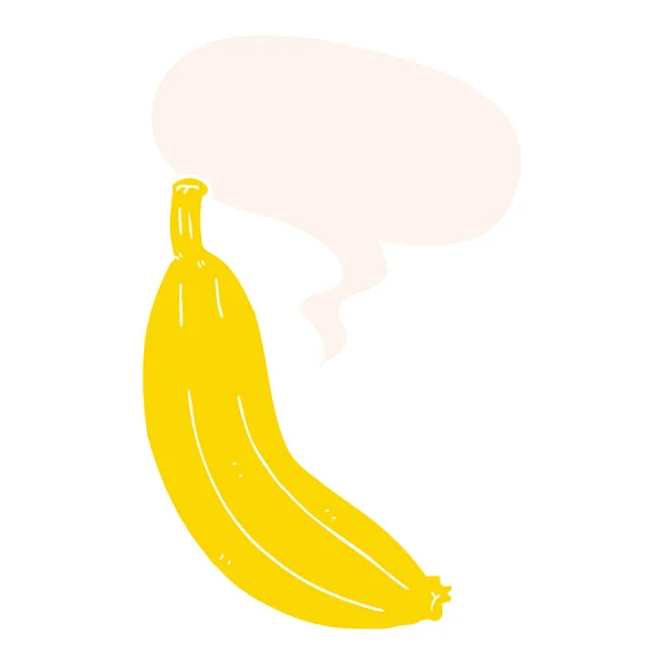 Cartoon banana and speech bubble in retro style — Stock Vector