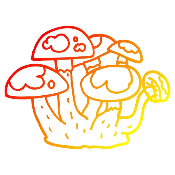 Тепла градієнтна лінія малювання мультяшних грибів — стоковий вектор