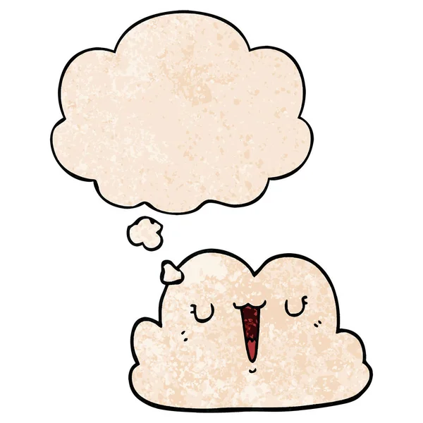 Sevimli karikatür bulut ve grunge doku desen düşünce balonu — Stok Vektör