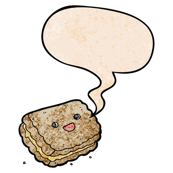 卡通饼干和复古纹理风格的语音气泡 — 图库矢量图片