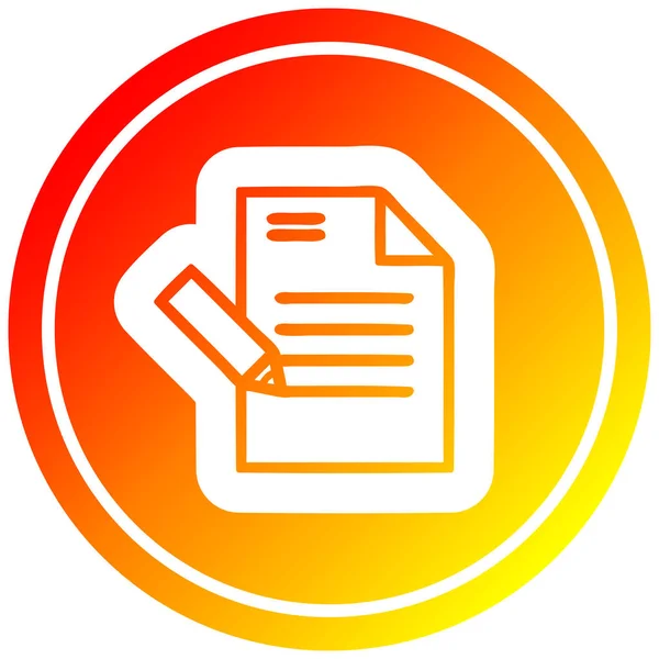 Schreiben von Dokumenten kreisförmig im heißen Gradienten-Spektrum — Stockvektor