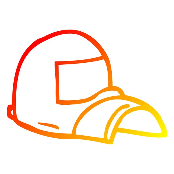 Chaud dégradé ligne dessin dessin dessin animé casquette de baseball — Image vectorielle