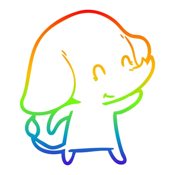 Arco iris gradiente línea dibujo lindo dibujos animados elefante — Archivo Imágenes Vectoriales