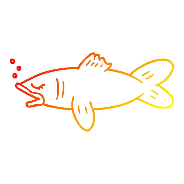 Warme kleurovergang lijntekening cartoon vis — Stockvector