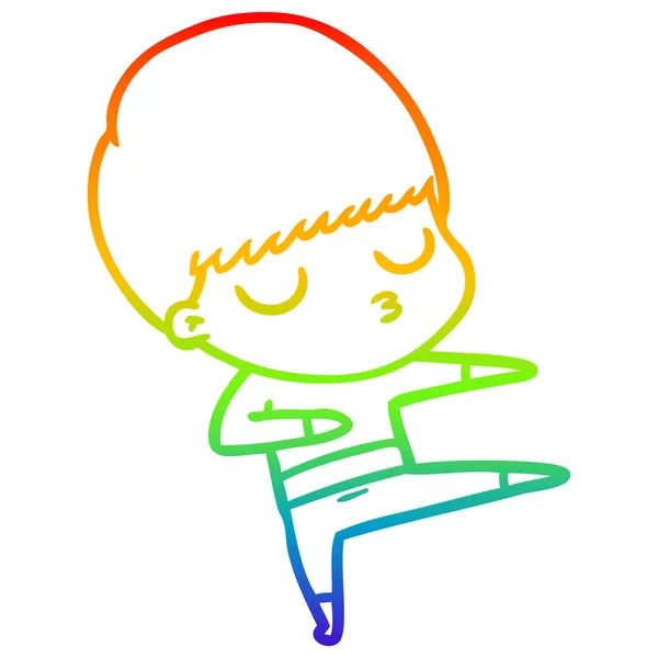 Rainbow gradient ligne dessin dessin animé calme garçon — Image vectorielle