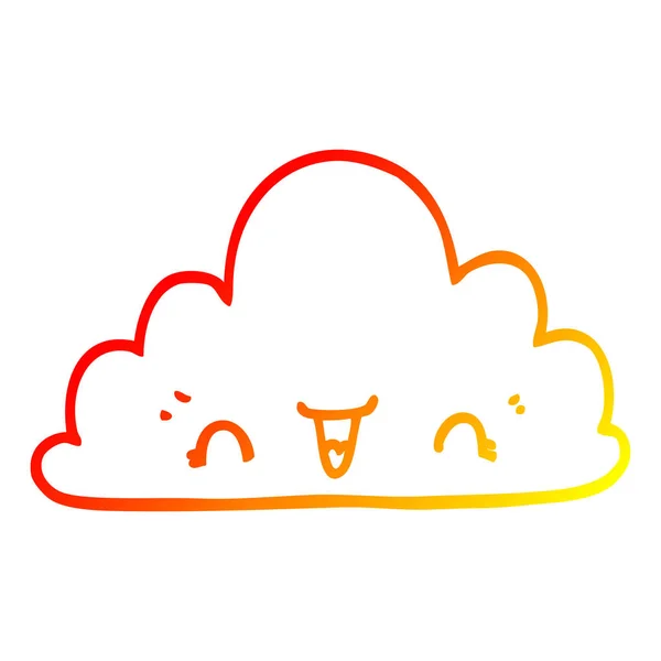 Teplá Přechodová čára kreslení rozkošný kreslený mrak — Stockový vektor