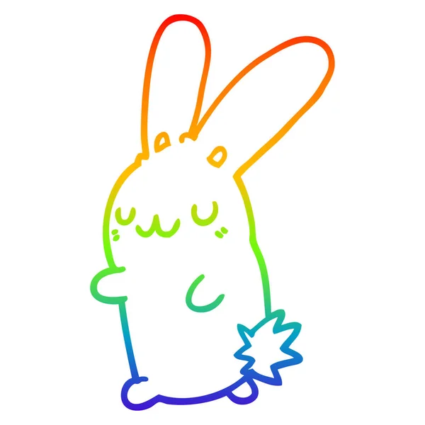 Gökkuşağı degrade çizgi çizim sevimli karikatür tavşan — Stok Vektör