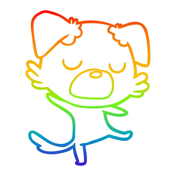 Rainbow gradient ligne dessin chien dessin animé — Image vectorielle