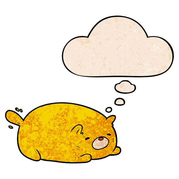 Karikatúra macska és a gondolat buborék grunge textúra minta stílusban — Stock Vector