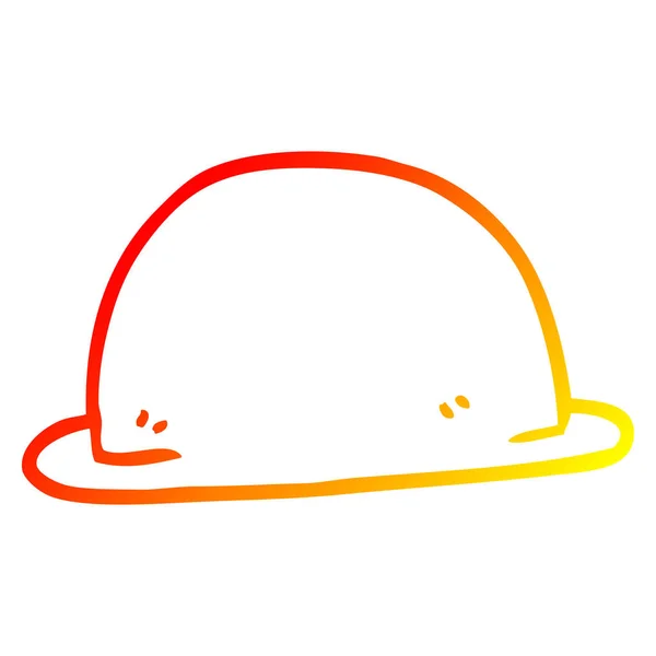 Warme kleurovergang lijntekening cartoon hoed — Stockvector