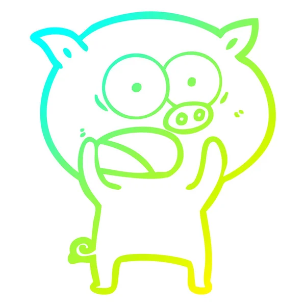 Gradient froid ligne dessin dessin dessin animé cochon crier — Image vectorielle