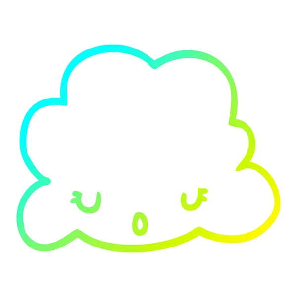 Cold gradient line drawing cute cartoon cloud — Stock Vector