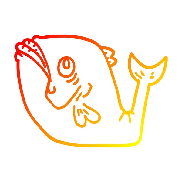 Linha gradiente quente desenho engraçado peixes desenhos animados —  Vetores de Stock