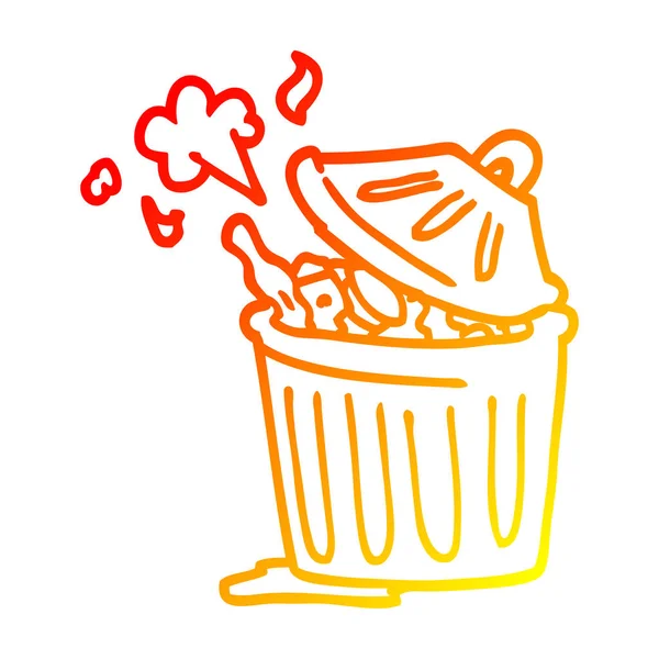 Warm gradient line drawing cartoon waste bin — Stock Vector