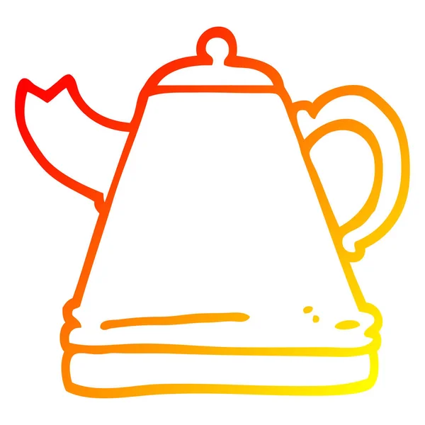 Warm gradient line drawing cartoon kettle — Stock Vector