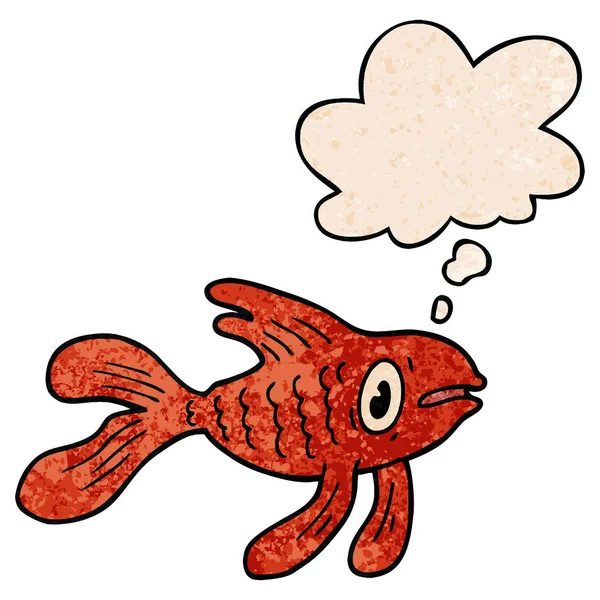Καρτούν ψάρια και φούσκα σκέψης σε στυλ γκραντζ υφή μοτίβο — Διανυσματικό Αρχείο