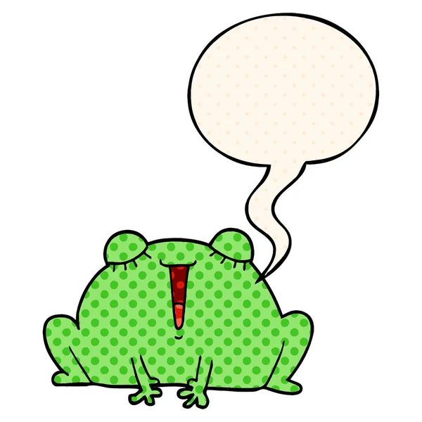 Cute cartoon frog and speech bubble in comic book style — Stock Vector
