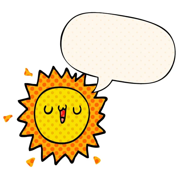 Мультяшне сонце і мовна бульбашка в стилі коміксів — стоковий вектор