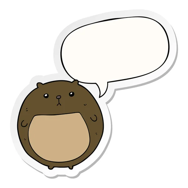 Cartoon bear and speech bubble sticker — Stock Vector