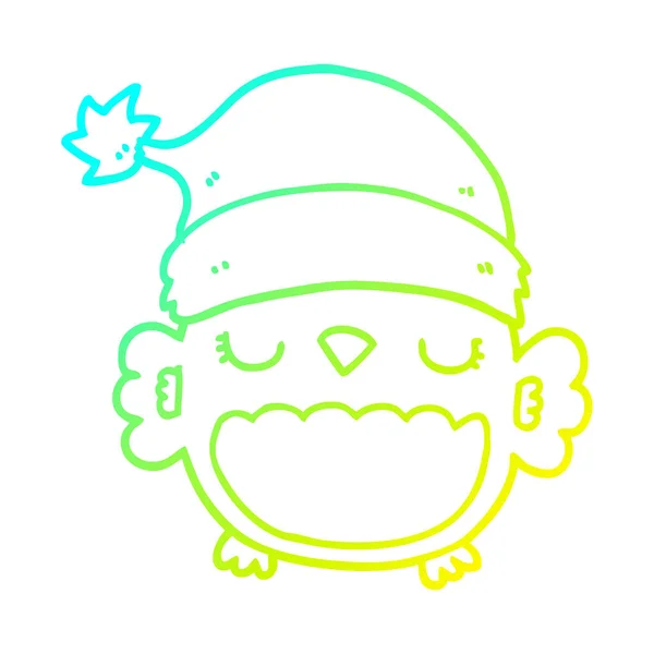 かわいいクリスマスフクロウを描く冷たいグラデーションライン — ストックベクタ