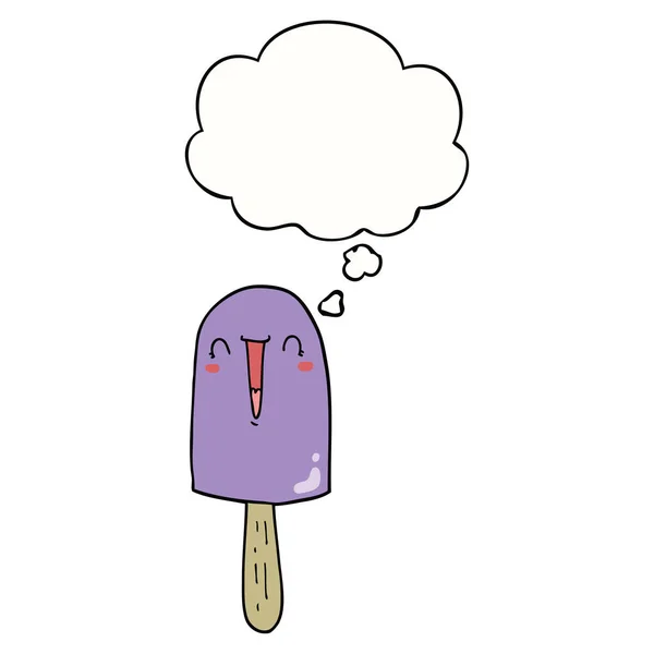 卡通快乐冰棒和思想泡沫 — 图库矢量图片