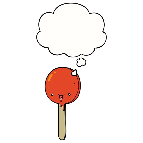 Tecknad Candy Lollipop och tänkte bubbla — Stock vektor