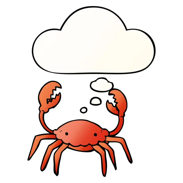 Dessin animé crabe et bulle de pensée dans un style dégradé lisse — Image vectorielle