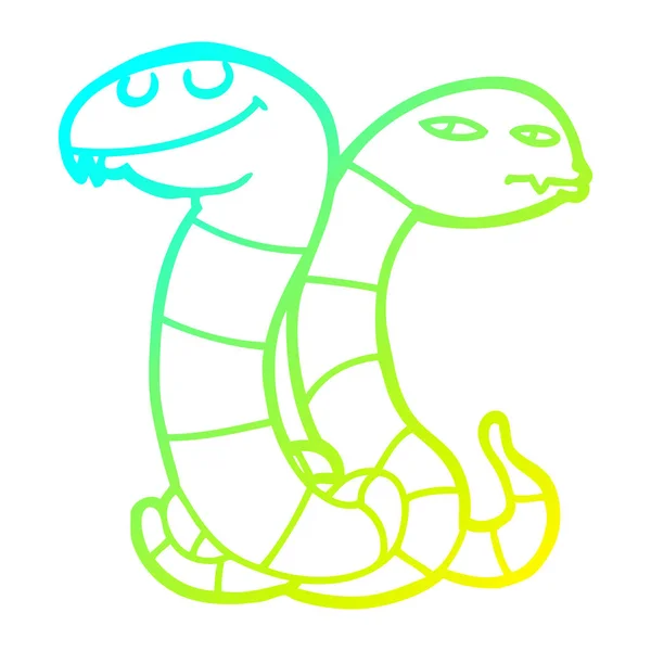 Linea a gradiente freddo disegno serpenti dei cartoni animati — Vettoriale Stock