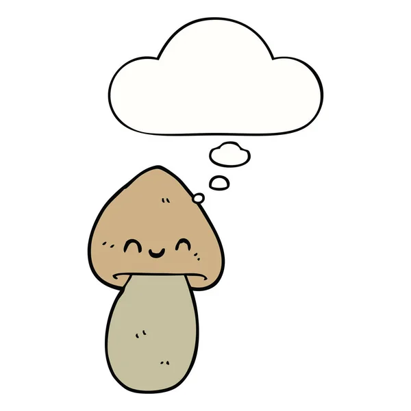 Cartoon mushroom and thought bubble — Stock Vector