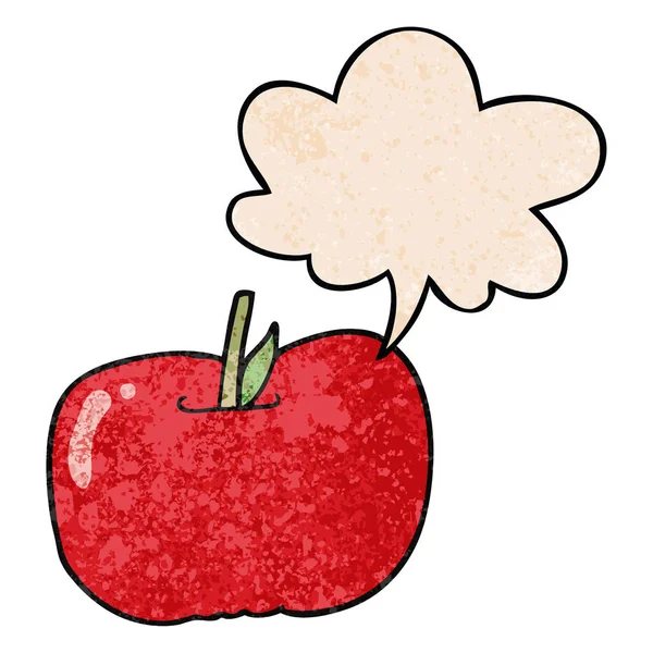 Retro doku tarzıkarikatür elma ve konuşma balonu — Stok Vektör